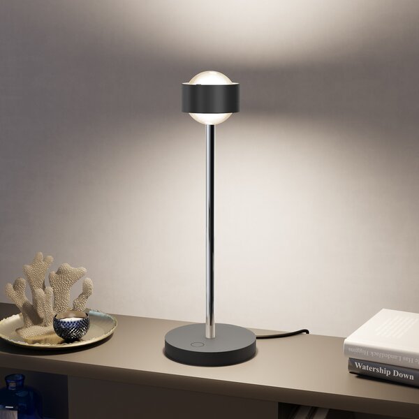 Top Light Puk! 80 Eye Table LED, lentile mate, negru/crom, reglabil, Negru, Camera de zi / sufragerie, Metal, Modern