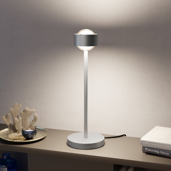 Top Light Puk! 80 Eye Table LED, lentile mate, crom mat, reglabil, Gri, Camera de zi / sufragerie, Metal, Modern