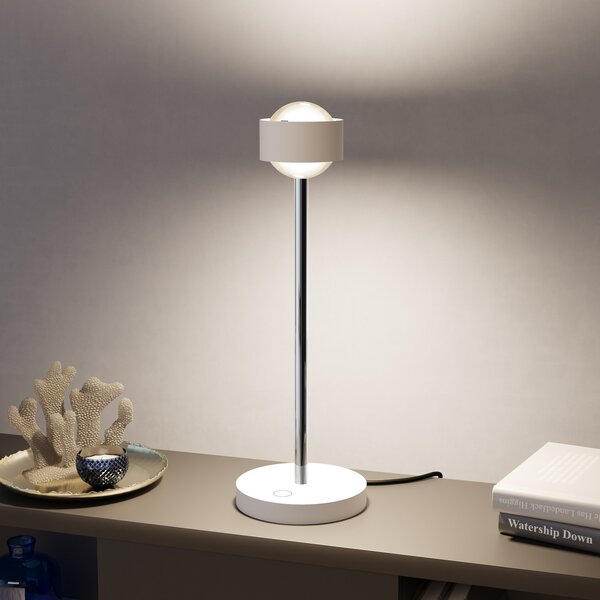 Top Light Puk! 80 Eye Table LED lentile mate, alb mat/crom, reglabil, Alb, Camera de zi / sufragerie, Metal, Modern