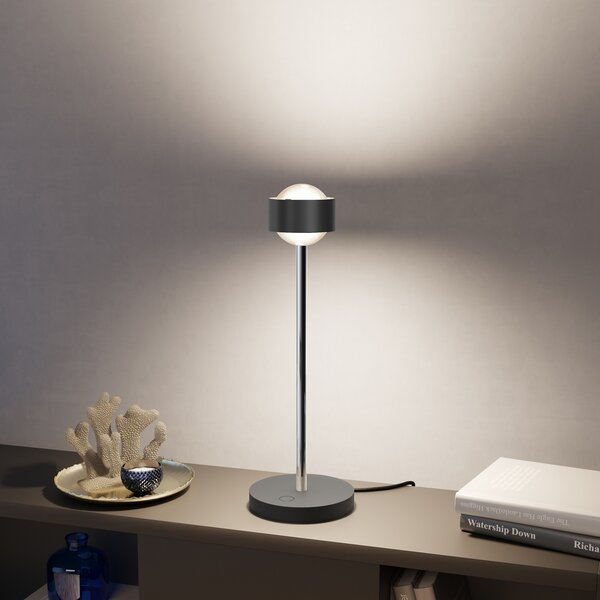 Top Light Puk! 80 Eye Table LED, lentile mate, negru/crom, reglabil, Negru, Camera de zi / sufragerie, Metal, Modern