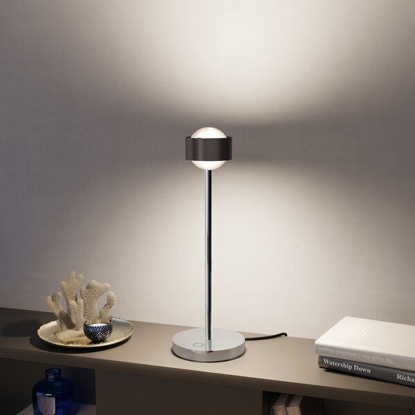Top Light Puk! 80 Eye Table LED, lentile mate, maro/crom, reglabil, Maro / Rugină, Camera de zi / sufragerie, Metal, Modern