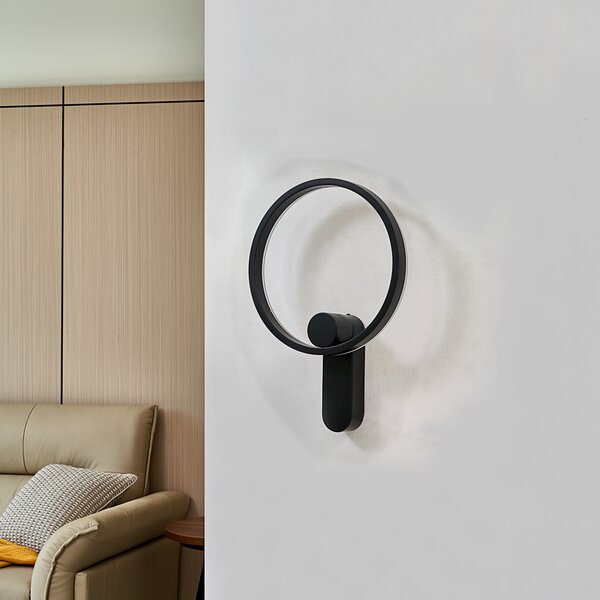 Lucande Aplică de perete cu LED Yekta, indirectă, neagră, dimabilă, reglabil, Negru, Camera de zi / sufragerie, Metal, Design