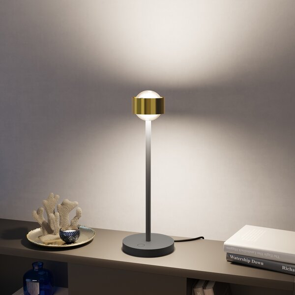 Top Light Puk! 80 Eye Table LED lentile mate, alamă/negru, reglabil, Auriu / Alamă, Camera de zi / sufragerie, Metal, Modern