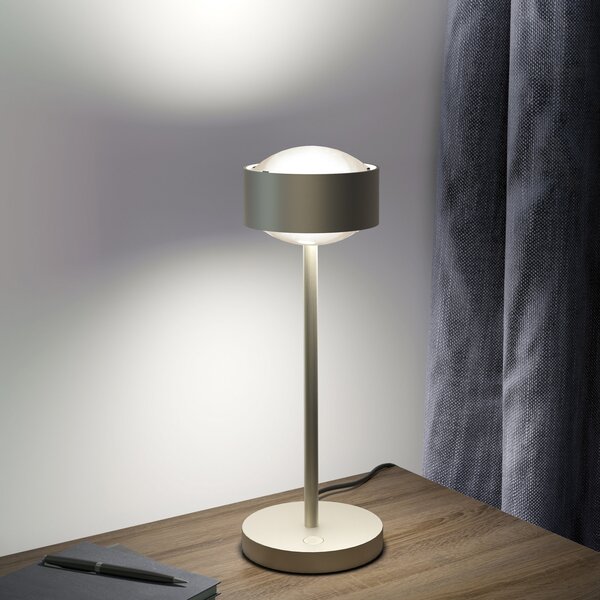 Top Light Puk! 120 Eye Table LED, lentile mate, nichel mat, reglabil, Gri, Camera de zi / sufragerie, Metal, Modern