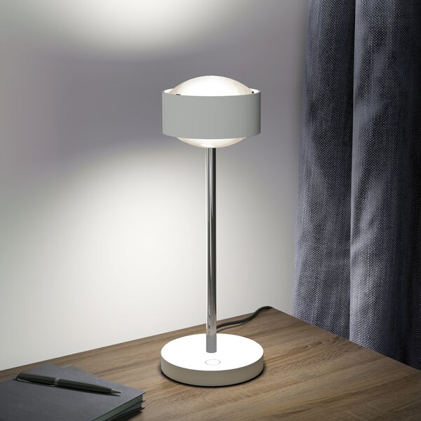 Top Light Puk! 120 Eye Table LED, lentile mat, alb/crom, reglabil, Alb, Camera de zi / sufragerie, Metal, Modern