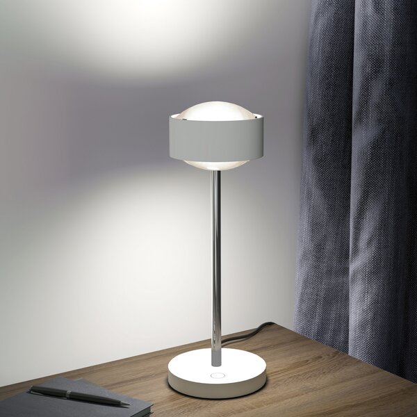 Top Light Puk! 120 Eye Table LED, lentile mat, alb/crom, reglabil, Alb, Camera de zi / sufragerie, Metal, Modern