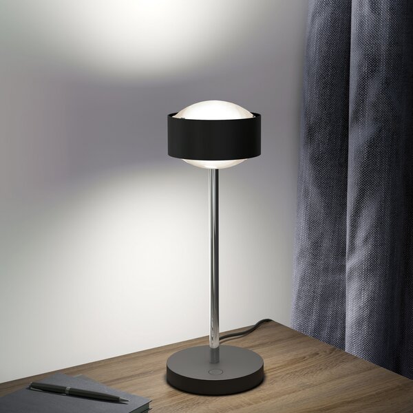 Top Light Puk! 120 Eye Table LED, lentile mat, negru/crom, reglabil, Negru, Camera de zi / sufragerie, Metal, Modern