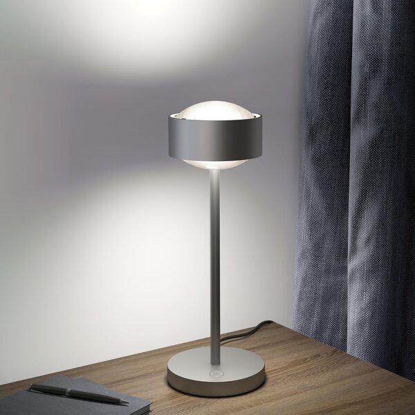 Top Light Puk! 120 Eye Table LED, lentile mate, crom mat, reglabil, Gri, Camera de zi / sufragerie, Metal, Modern