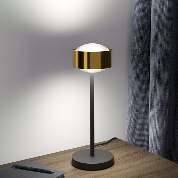 Top Light Puk! 120 Eye Table LED lentile mate alamă/negru, reglabil, Negru, Camera de zi / sufragerie, Metal, Modern