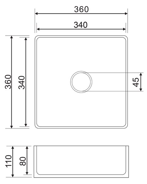 Omnires Pasadena lavoar 36x36 cm pătrat de blat alb luciu PASADENA360BP