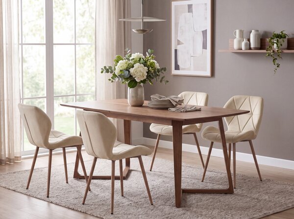 Scaun de dining MANGO VELVET, bej deschis