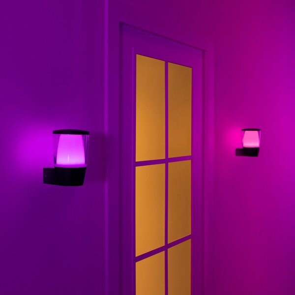 WiZ aplică LED de exterior Elpas RGBW, negru, reglabil, Negru, Plastic, Modern
