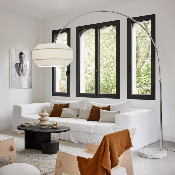 MARKET SET lampadar cu arc Cosiness Ø 68 cm, Alb, Camera de zi / sufragerie, Țesătură / Textil, Design, Umbrelă în picioare