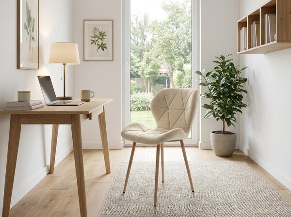 Scaun de dining MANGO VELVET, bej deschis