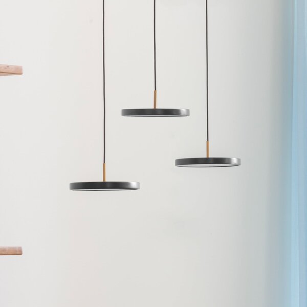 UMAGE Asteria MicroV2 lampă susp. dimabil antracit, reglabil, Negru, Camera de zi / sufragerie, Metal, Scandinavă