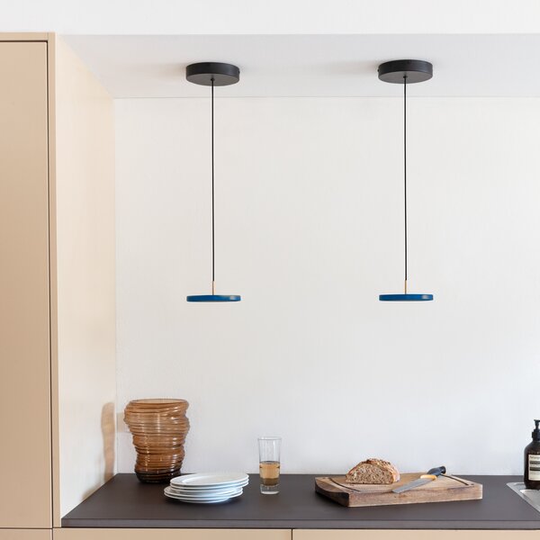 UMAGE Asteria MicroV2 lampă susp. dimabilă petrol, reglabil, Albastru, Camera de zi / sufragerie, Metal, Scandinavă