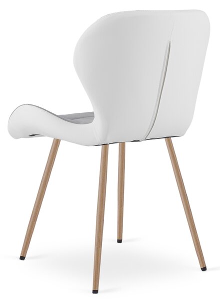 Scaun de dining MANGO din piele ecologica, gri-alb