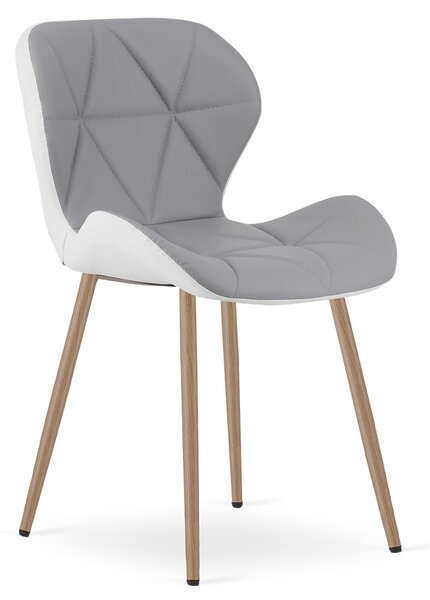 Scaun de dining MANGO din piele ecologica, gri-alb