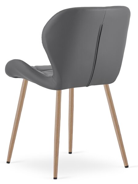 Scaun de dining MANGO din piele ecologica, gri