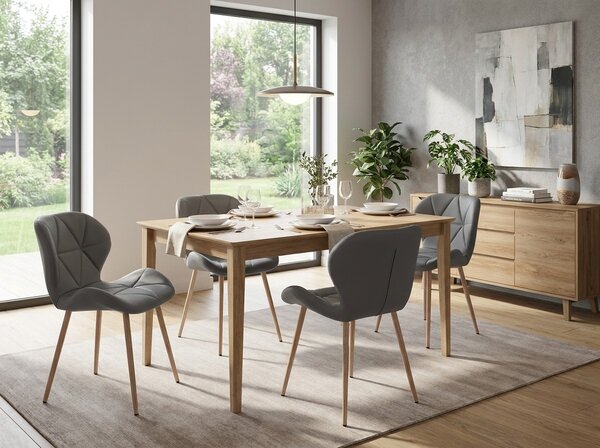 Scaun de dining MANGO din piele ecologica, gri