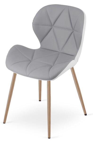 Scaun de dining MANGO din piele ecologica, gri-alb