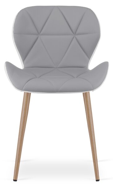 Scaun de dining MANGO din piele ecologica, gri-alb