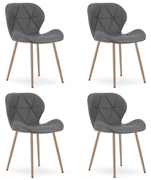 Scaun de dining MANGO din piele ecologica, gri