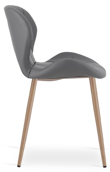 Scaun de dining MANGO din piele ecologica, gri