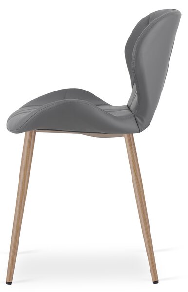 Scaun de dining MANGO din piele ecologica, gri