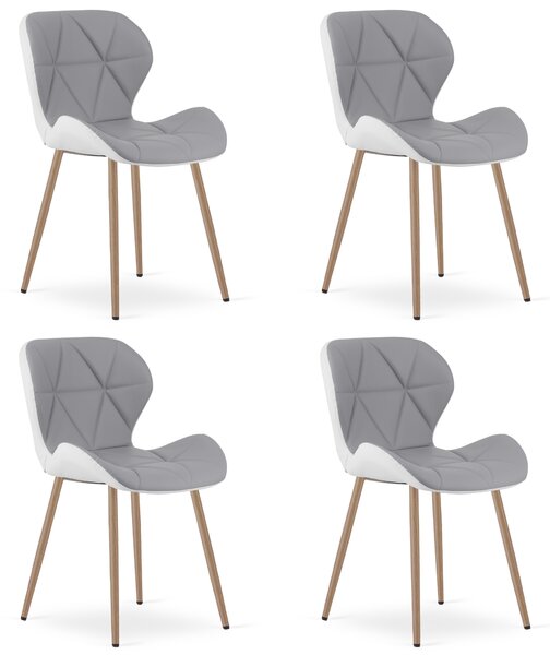Scaun de dining MANGO din piele ecologica, gri-alb