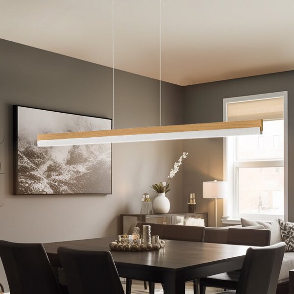Quitani Lampă suspendată cu LED Keijo, nichel/rugină, 143 cm, reglabil, Lemn, Camera de zi / sufragerie, Lemn, Casă de țară / Rustic