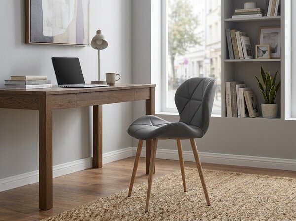 Scaun de dining MANGO din piele ecologica, gri