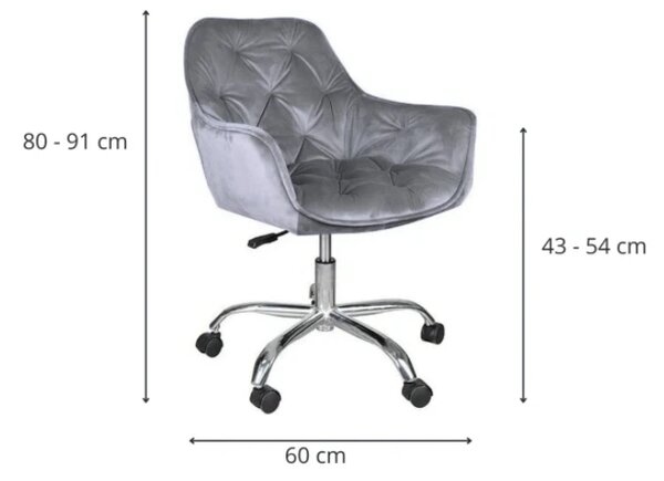 Scaun de birou Q-190 VELVET, gri