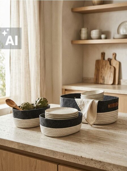 Sinsay - Set de 3 coșuri pentru depozitare - gri deschis