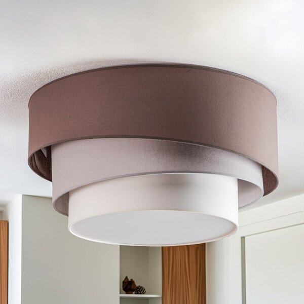 Euluna Trio Max Pătură, Ø60cm, cappuccino/ecru/gri, reglabil, Maro / Rugină, Camera de zi / sufragerie, Țesătură / Textil, Modern