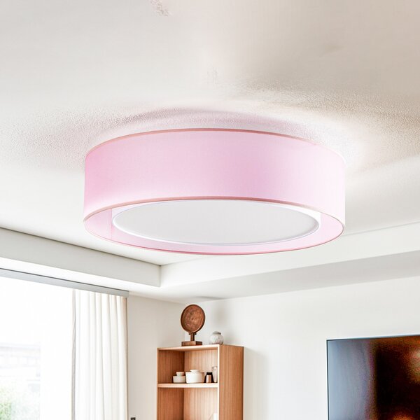 Euluna Tibu plafonieră, textilă, Ø50cm, roz, reglabil, Roz / Rosé, Camera de zi / sufragerie, Țesătură / Textil, Modern