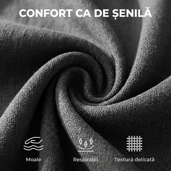 HOMCOM Fotoliu din chenille pentru dormitor, stil modern Mid-Century, cu picioare din lemn de cauciuc, gri închis | Aosom Romania