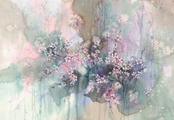 Fototapet - Sakura,acuarelă (147x102 cm)