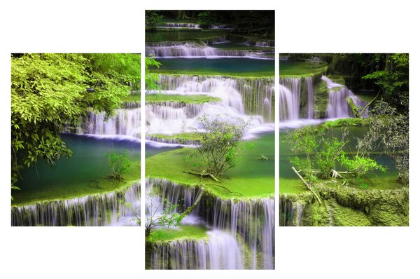 Tablou - Cascada Huay Mae Khamin, Kanchanaburi, Thailanda (90x60 cm)