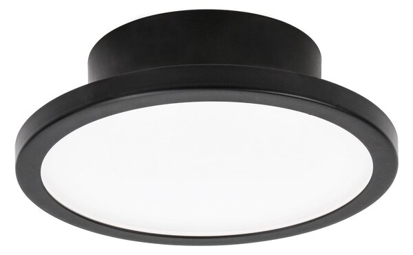 LIGHTME Plafonieră cu LED Aqua Ø 14,7cm negru, Negru, Baie, Metal, Modern