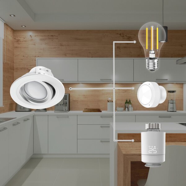 Hama WLAN spot LED încastrat control app CCT niche, reglabil, Gri, Camera de zi / sufragerie, Plastic, Modern, Corpuri de iluminat încastrate rotunde