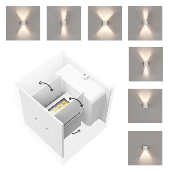 Hama WLAN aplică LED, control via app, CCT, alb, reglabil, Alb, Camera de zi / sufragerie, Plastic, Modern, Priză de perete sus / jos
