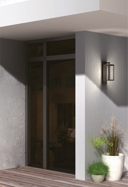 Lucande LED lampă de perete pentru exterior Ferdinand, set 2, gri, 38 cm, Gri, Sticlă, Modern, Felinar