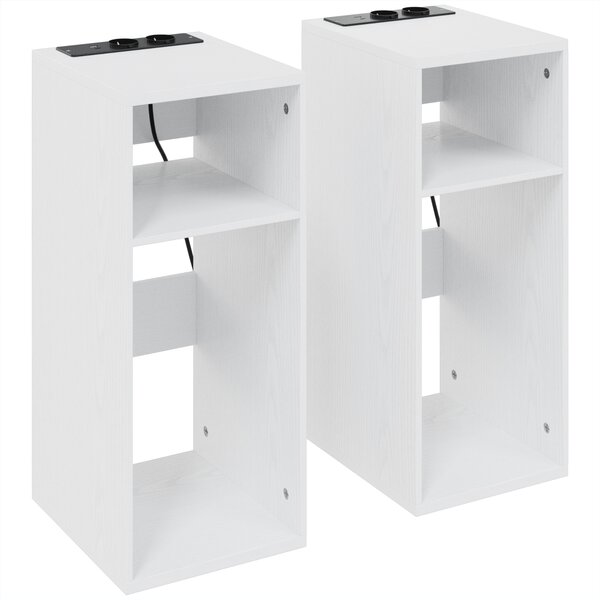 HOMCOM Set de 2 Măsuțe de Cafea Moderne cu 2 Prize AC și 2 Porturi USB, Alb | Aosom Romania