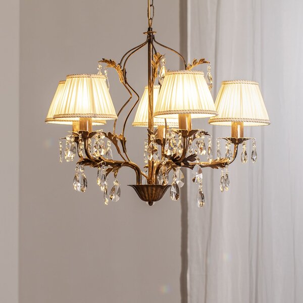 ONLI Candelabru Karen 5 becuri bronz, reglabil, Bronz / Alamă Veche, Camera de zi / sufragerie, Sticlă