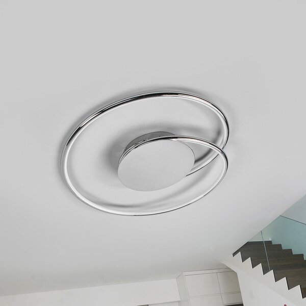 Lindby plafonieră LED Joline, set de 2, Ø 46 cm, cromată, Metalic, Camera de zi / sufragerie, Metal, Modern