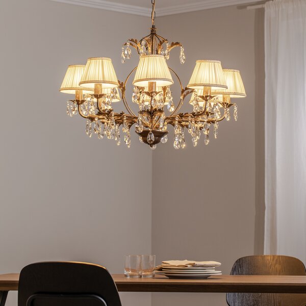 ONLI Candelabru Karen 8 becuri bronz, reglabil, Bronz / Alamă Veche, Camera de zi / sufragerie, Metal