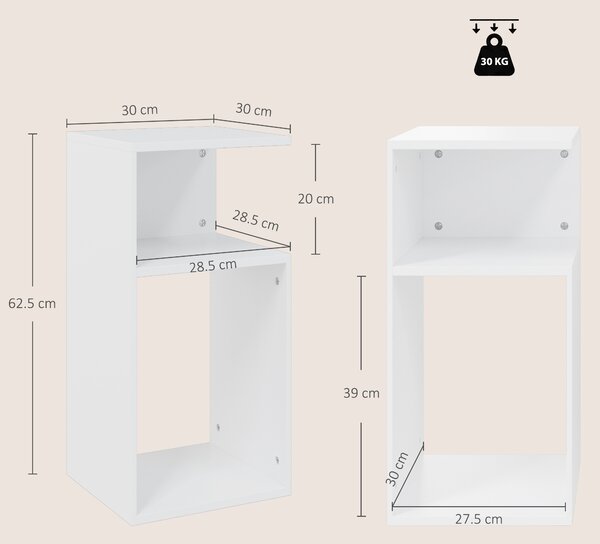 HOMCOM Set de 2 Măsuțe de Cafea Moderne cu Raft Deschis, Alb | Aosom Romania