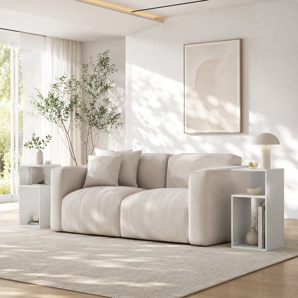 HOMCOM Set de 2 Măsuțe de Cafea Moderne cu Raft Deschis, Alb | Aosom Romania