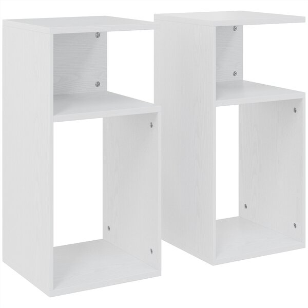 HOMCOM Set de 2 Măsuțe de Cafea Moderne cu Raft Deschis, Alb | Aosom Romania